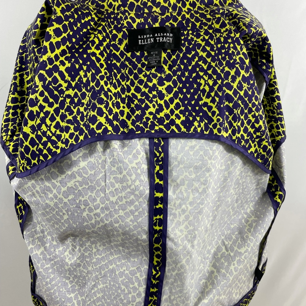 Linda Allard Ellen Tracy Women Suit Jacket Neon green purple Snake Print 6P - Picture 6 of 11